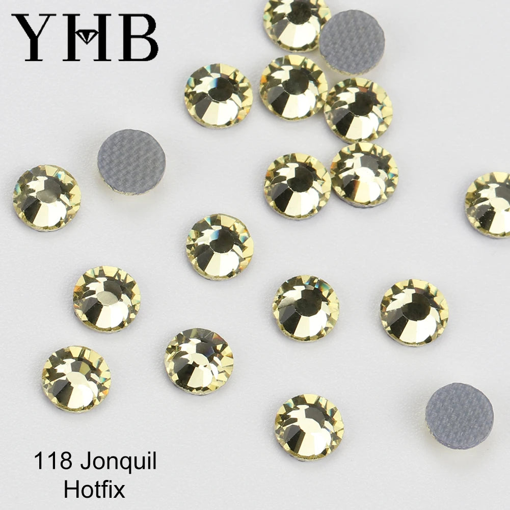 YHB 101-127 Hotfix Crystal Rhinestones - Glitter Glass Flatback Gems for Bags, Shoes, Garments, Phone & Nail Art DIY