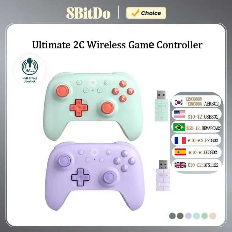 8BitDo Ultimate 2C Wireless Gaming Controller – Hall Effect Gamepad for PC, Windows, Steam Deck, Raspberry Pi & Android