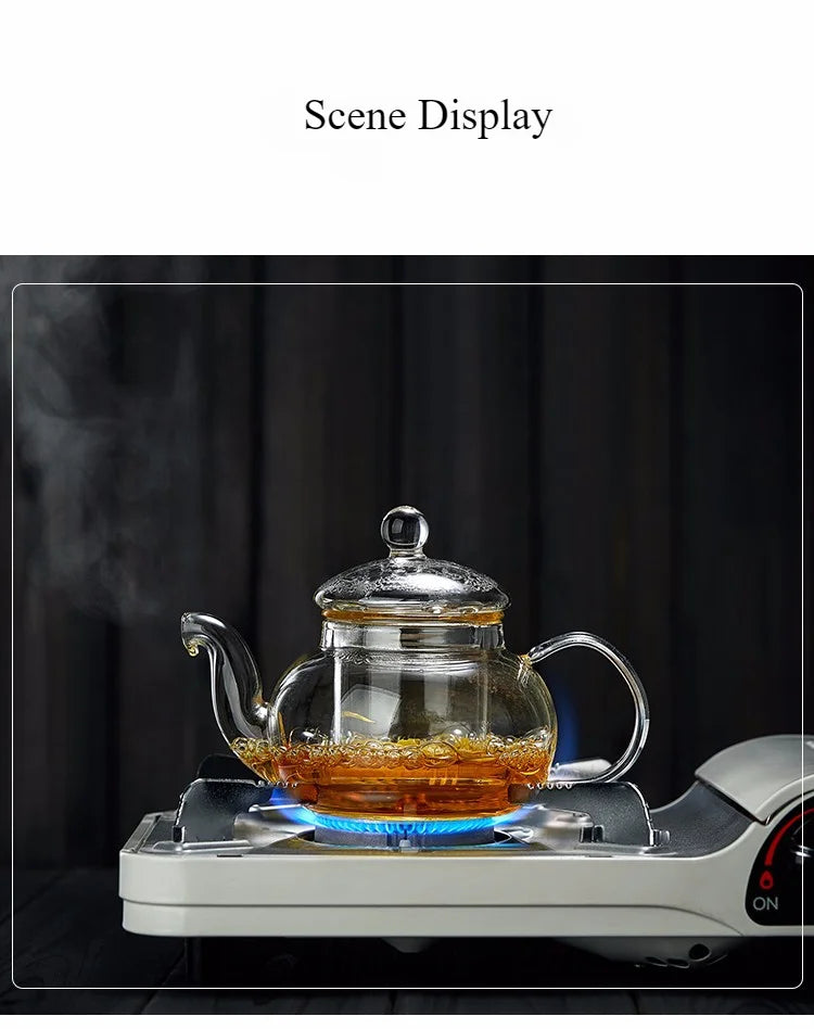 400ml/1000ml Heat-Resistant Glass Teapot – Kung Fu Teaware Set with Tea Strainer for Puer, Oolong, Barley