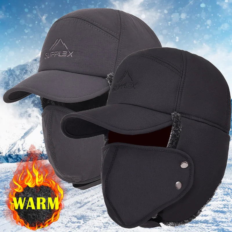 Thick Winter Warm Hat for Men and Women - Faux Fur Bomber Hat with Ear Flaps - Soft Thermal Cap for Outdoor Fishing and Skiing