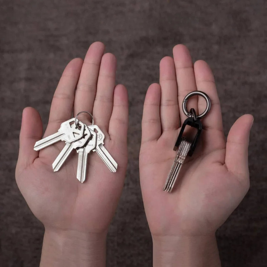 EDC Mini Key Organizer – Aluminum & Carbon Fiber Keychain Holder for Car Key Fob & Keys