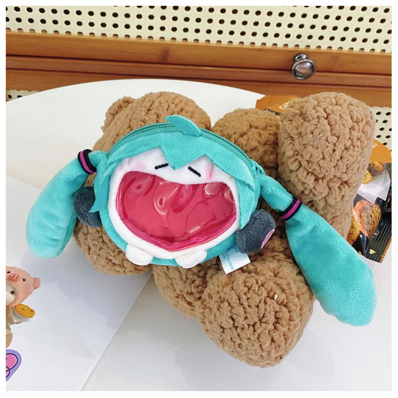 Hatsune Miku Coin Purse Shoulder Bag – Kawaii 14cm Plush Headphone Bag, Cartoon Crossbody Keychain Pendant, Perfect Girl Gift