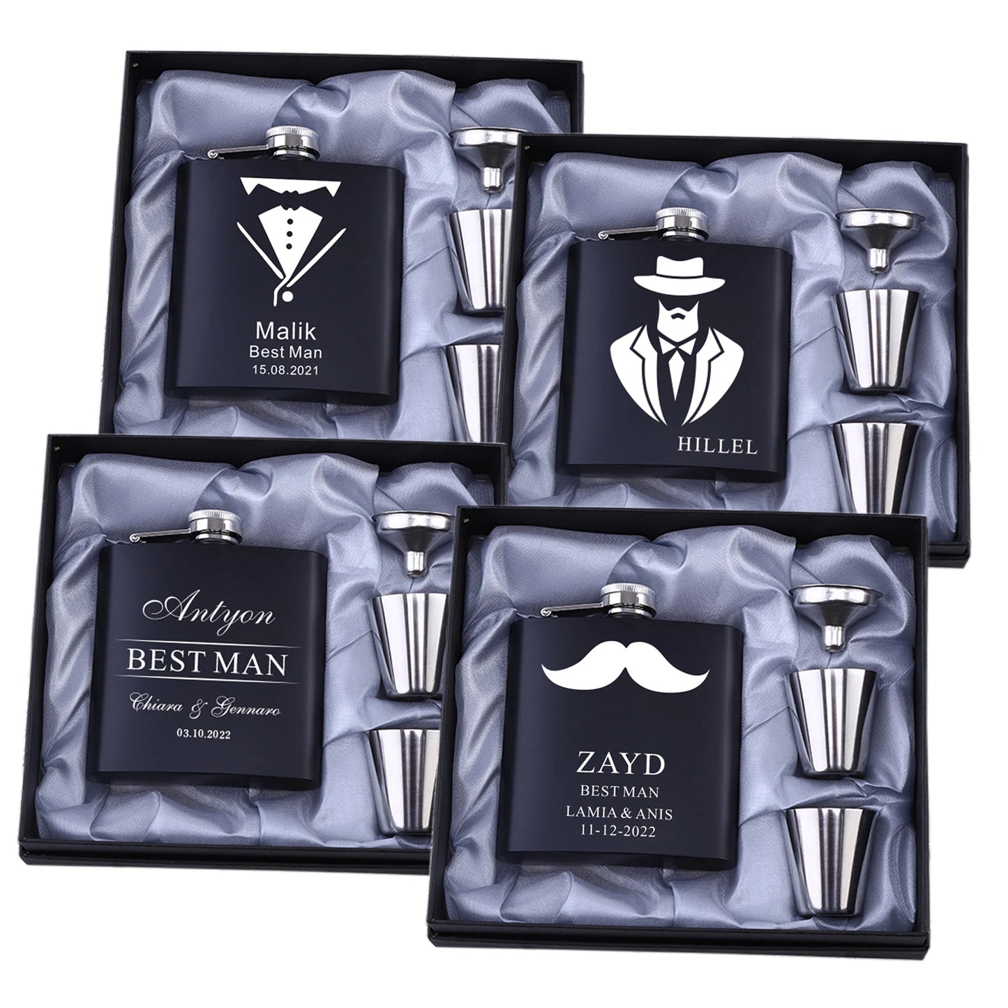 Personalized 6oz Stainless Steel Hip Flask – Engraved Christmas, Birthday, Valentine's Day Gift, Custom Logo for Wedding Favors   2/2