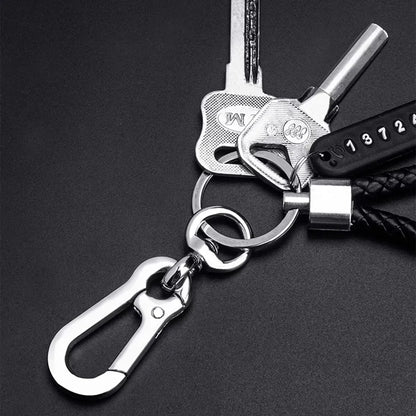Trendy DIY Mobile Number Plate Keychain – Men’s Punk Woven Leather Rope, Anti-Lost Car Keychain Accessory