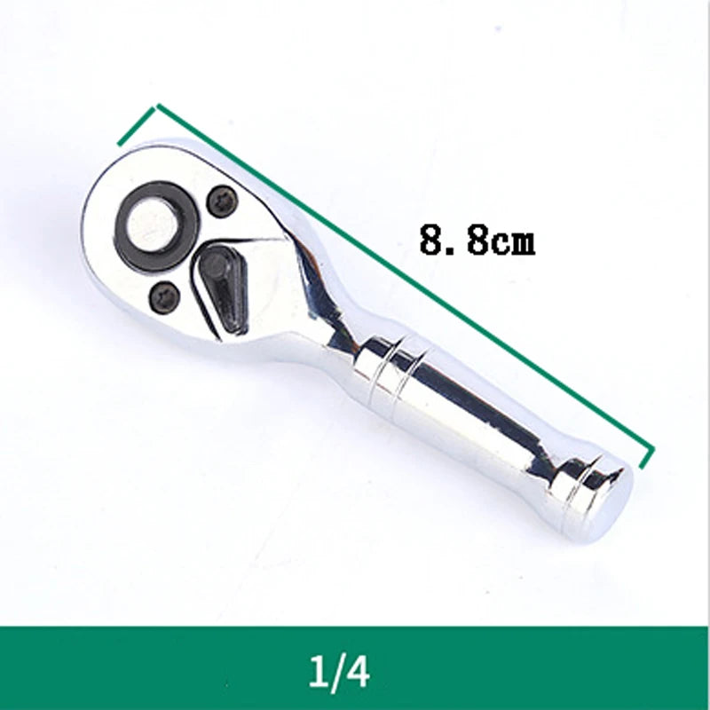 72-Tooth Mini Ratchet Wrench - 1/4, 3/8 & 1/2 Inch Short Handle Repair Tool