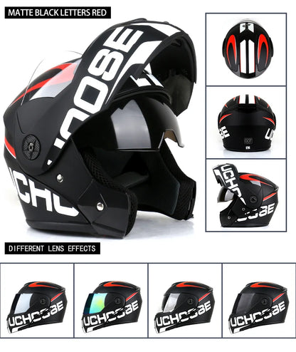 New Full Face Motorcycle Helmet – Racing Helmet with Double Sun Visor & Flip-Up Double Lens for Men & Women, DOT Certified