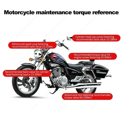 3/8” Bidirectional Torque Wrench — 5-60/19-110/10-140N·m Preset Tool for Bicycle, Motorcycle & Car Repair