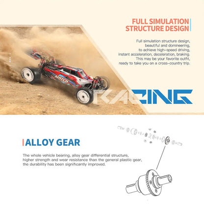 Wltoys 104001 RTR 1/10 4WD RC Car – 2.4G High-Speed Remote Control Drift & Off-Road Climbing Metal Vehicle, 45km/h