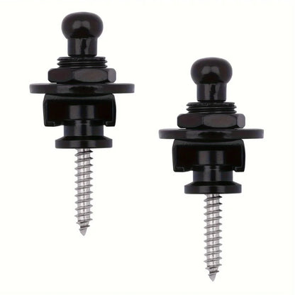 2-Pack Premium Alloy Guitar Strap Locks – Gold & Black, Secure for Acoustic, Electric & Bass Guitars
