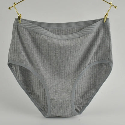 Soft High Waist Cotton Panties – Breathable Plus Size Women’s Underwear, Striped Lingerie Briefs