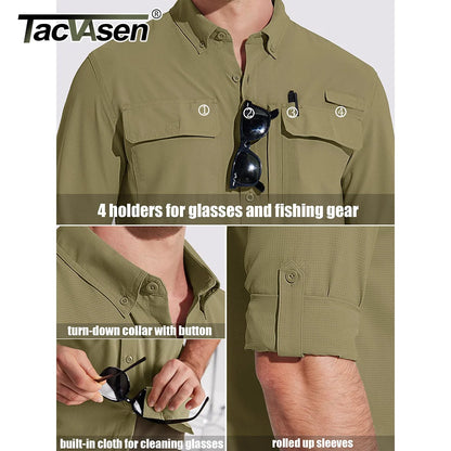 TACVASEN Men's UPF 50+ Fishing Shirt - Quick-Dry Long Sleeve Outdoor Hiking & Work Shirt