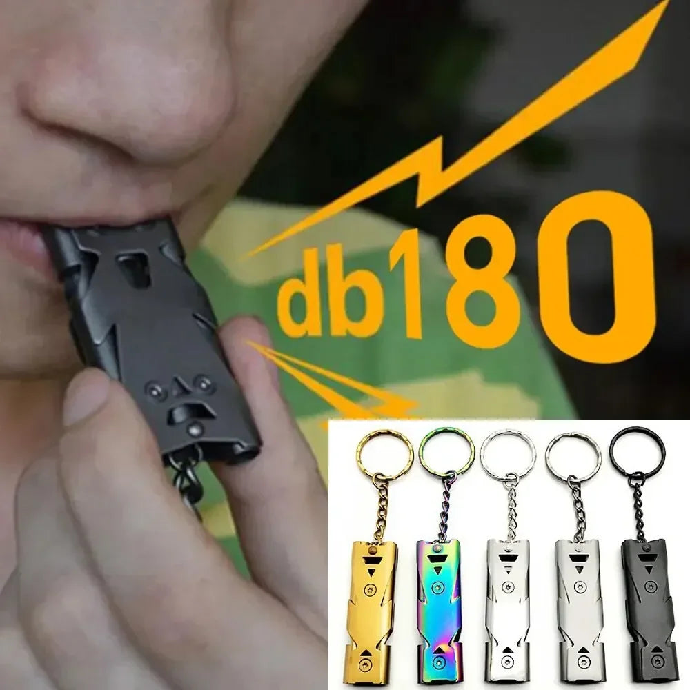 Double Pipe Whistle Keychain – High Decibel Outdoor Survival Emergency Tool