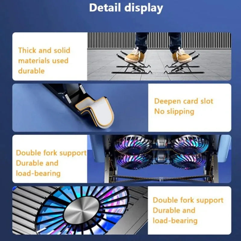 New Foldable Laptop Cooler Base Stand - Portable Cooling Pad with 4 Fans, Adjustable for 13-17.3 Inch Notebooks