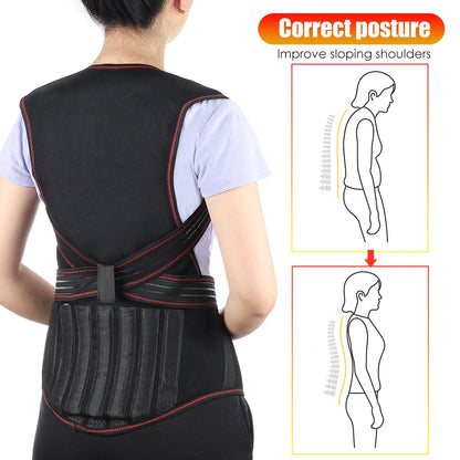Tourmaline Magnetic Heated Vest — Self-Heating Thermal Waist Brace & Lumbar Support Corset for Posture Correction and Pain Relief