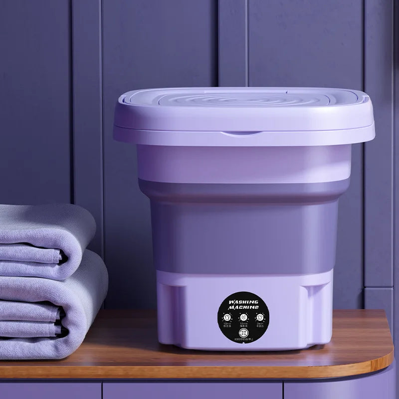 8L Portable Foldable Washing Machine – Mini Washer with Spin Dryer for Socks, Underwear & Panties