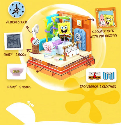Spongebob Building Blocks Set — Patrick Star, Krusty Krab & Squidward Tentacles Desktop Model Toy for Kids & Gifts