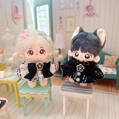 Labubu Doll Accessories — 17cm Luxury Woolen Shawl Suit & Skirt Set with Messenger Bag & Loafers
