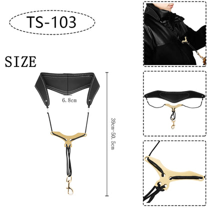 Saxophone Neck Strap - Adjustable Leather Universal Fit for Soprano, Alto, Tenor Sax with Secure Closed Hooks