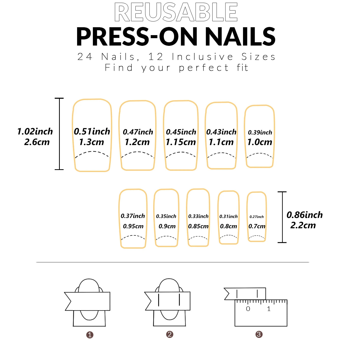 48PCS French Black Border Fake Toenails - Glossy Full-Cover Nude Press-On Nail Set