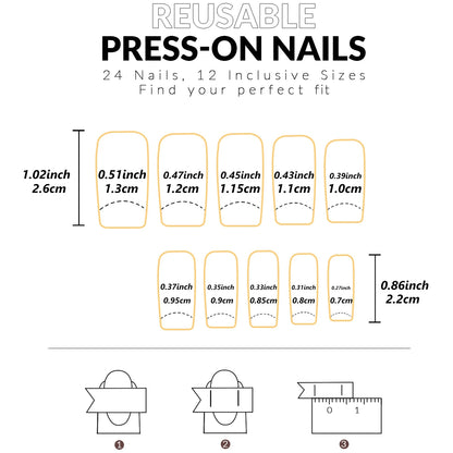 48PCS French Black Border Fake Toenails - Glossy Full-Cover Nude Press-On Nail Set