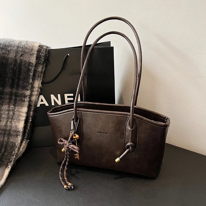 Women’s PU Leather Shoulder Bag – 2025 Winter Y2K Retro Crossbody Tote Handbag & Purse Trendy Casual Everyday Bag