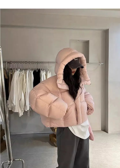 Trendy Women’s Winter Cotton Jacket – Loose Fit Fashion with Design Sense & Stylish Hat