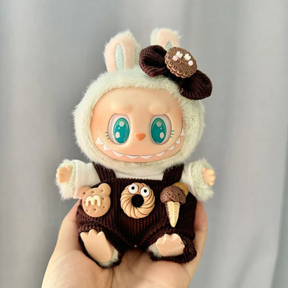 17cm Mini Plush Doll Clothes Set – Kpop EXO Labubu Idol Doll Shark Onesie & Accessories, DIY Girl Gift