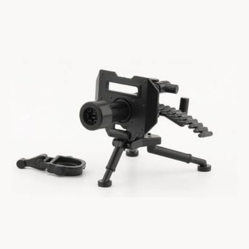 Military Building Blocks Soldier Set - Tactical Weapons Figures with Gatling Gun, Rifle, Mortar & Accessories Toy Kit