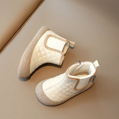 Autumn Winter Baby Girls Boots — Waterproof, Windproof, Non-Slip Plush Ankle Shoes for Kids