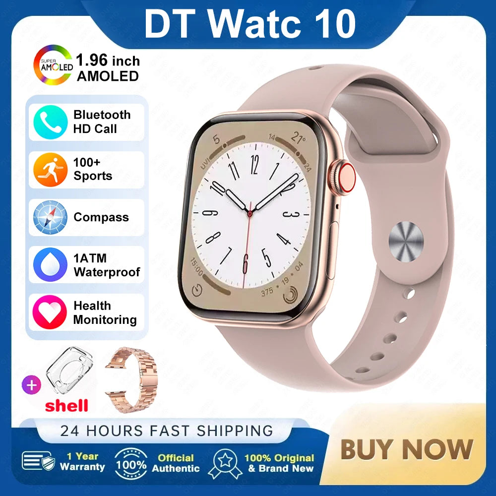 2025 DT 10 Smart Watch – 2.01" AMOLED, 16GB, Music, 3D Surround, BT Call, Waterproof Smartwatch for Men & Women
