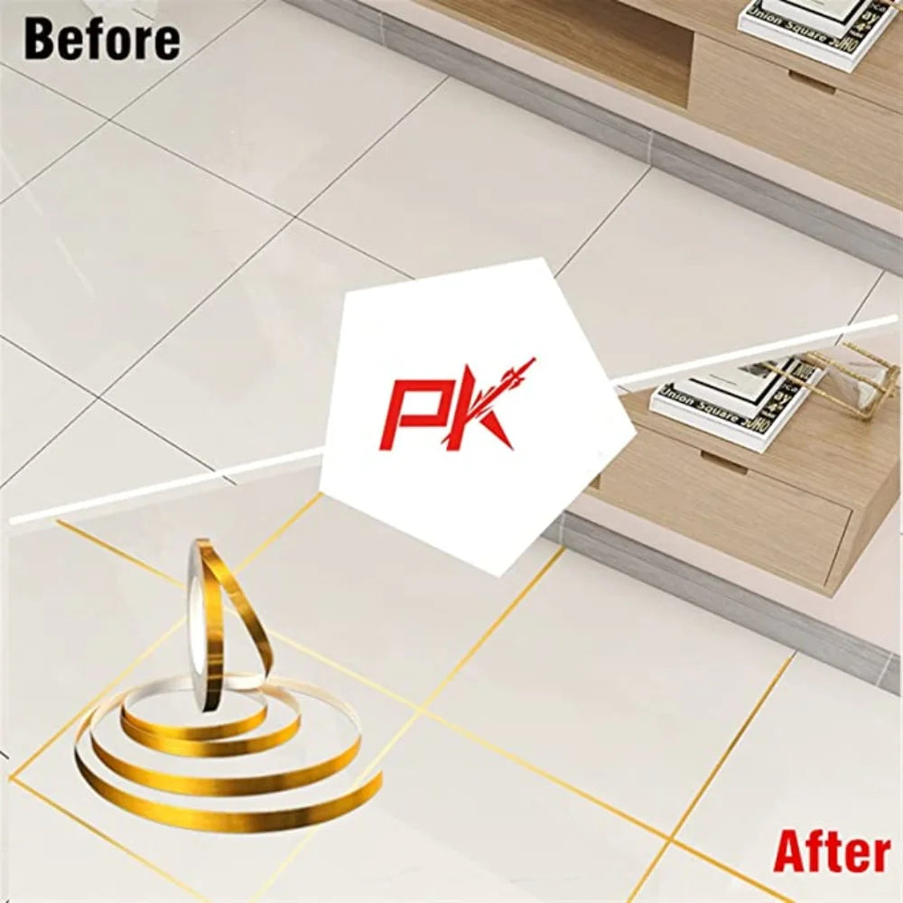 New 50M Gold Black Self-Adhesive Tile Stickers - Waterproof Wall Gap Sealing Strip - Tile Beauty Seam Sticker for Home Decor