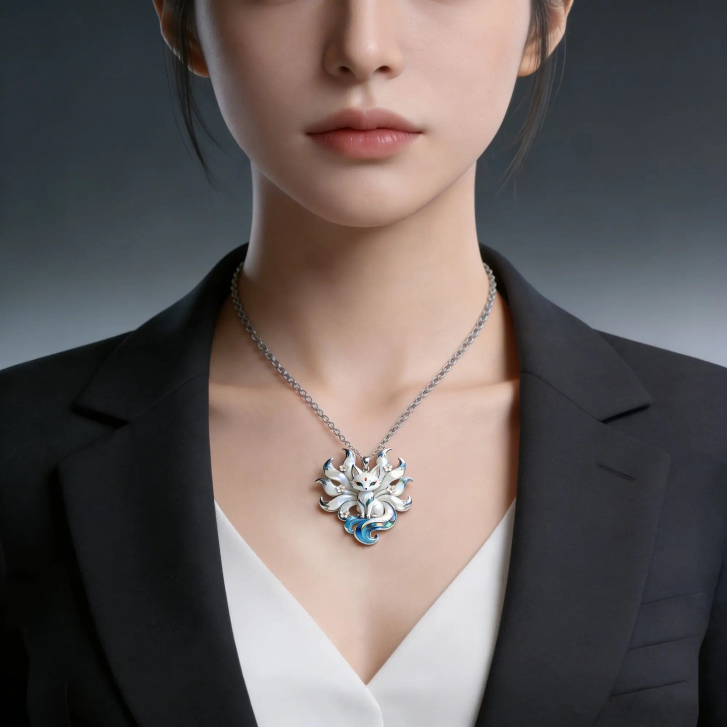Nine-Tailed Fox Enamel Pendant - Cute Aesthetic Gift for Friends & Family