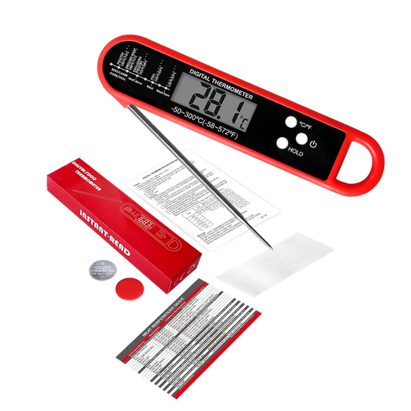 Professional Digital Meat Thermometer – Instant Read High Accuracy Waterproof Cooking Thermometer with Backlit Display for Grill, BBQ, Oven & Kitchen Use