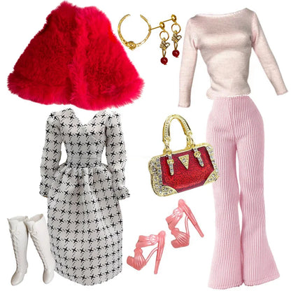 Deluxe Doll Clothes Set – Black & Red Tea Time Fashion Outfit for 11.5” Dolls