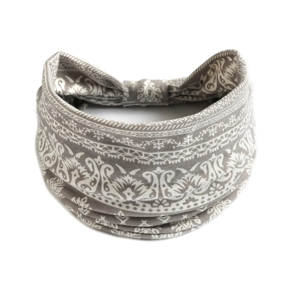 Bohemian Wide Cotton Stretch Headband for Women – Turban Headwrap, Bandage Hairband, Bandana Hair Accessories