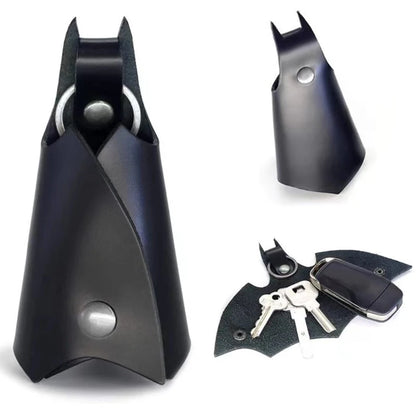 Superhero Bruce Wayne Leather Keychain – Unisex Bat Cosplay Waist Key Holder & Fashion Keyring Gift