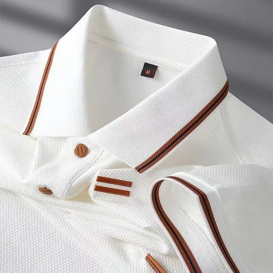 Men’s Luxury Polo Shirt - Loose Fit Turn-Down Collar Short Sleeve Business T-Shirt
