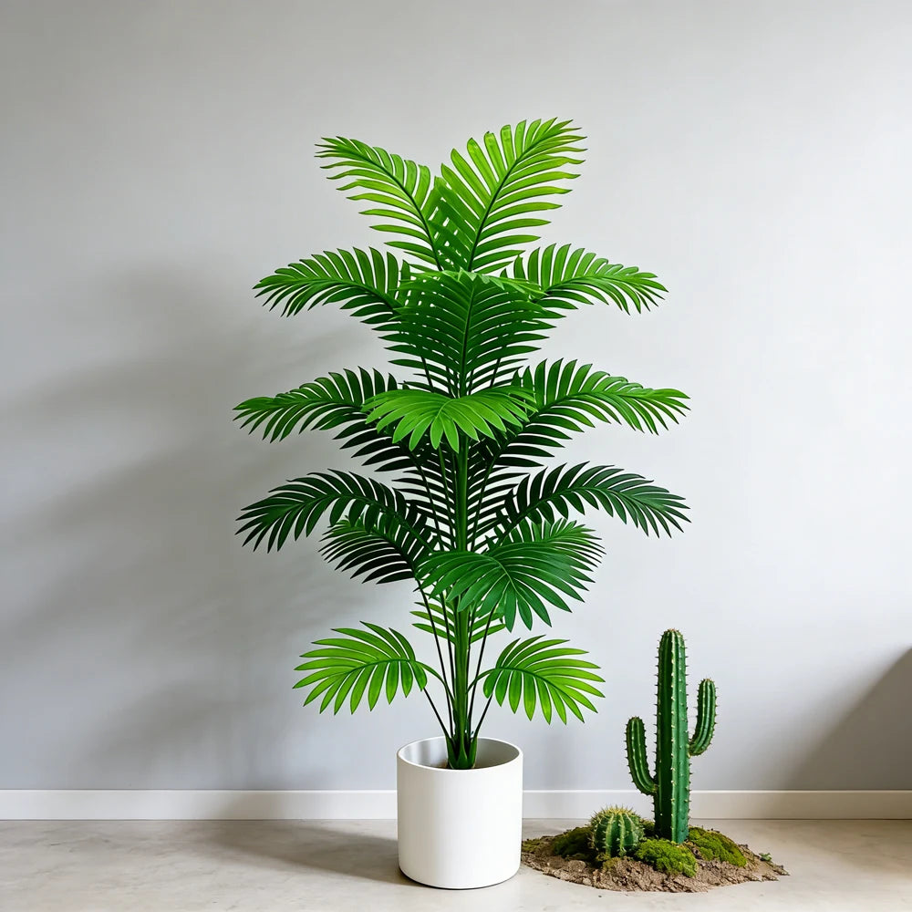 60-80cm Artificial Palm Tree - Faux Monstera & Maranta Leaves for Indoor Home Decor