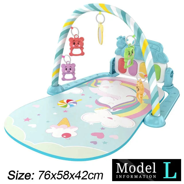 Baby Fitness Play Gym - Newborn Piano Activity Mat with Music, Crawling Blanket & Early Education Toys 0-36 Months