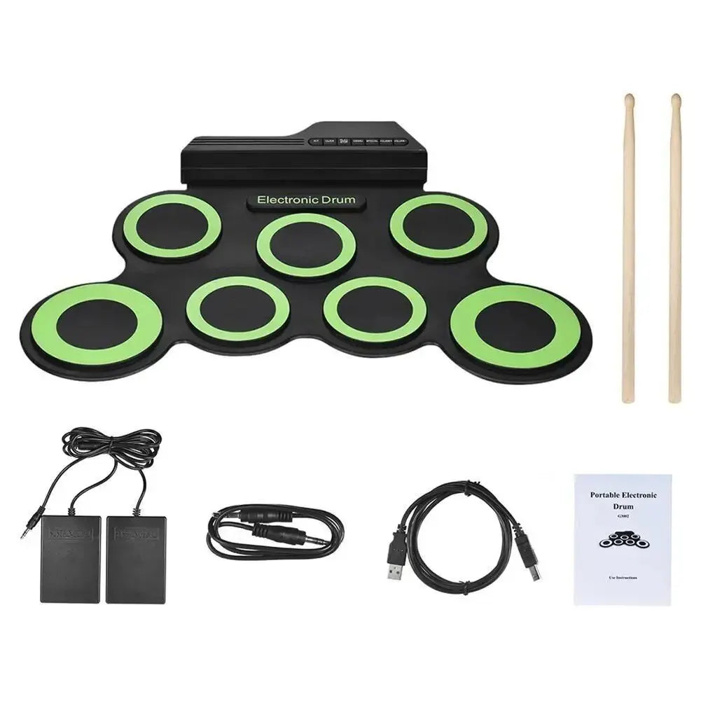 2022 New Folding Silicone Hand Roll USB Electronic Drum Kit – Portable Practice Pad with Drumsticks & Sustain Pedal