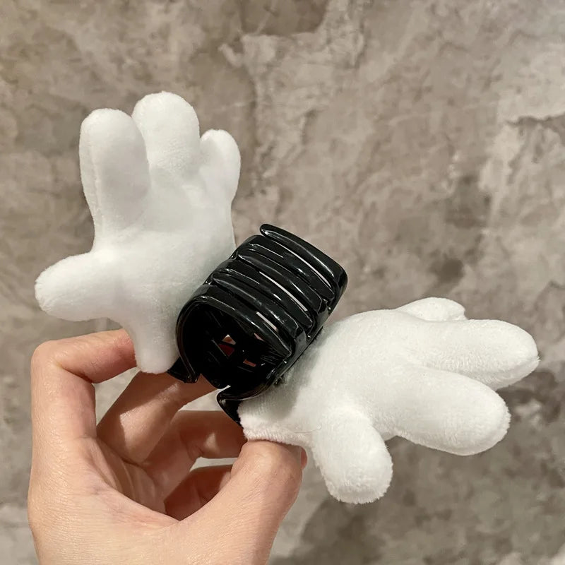 White Fluffy Palm Hair Clip - 3D Cute Oversized Hairpin, Soft Hair Accessory & Gift