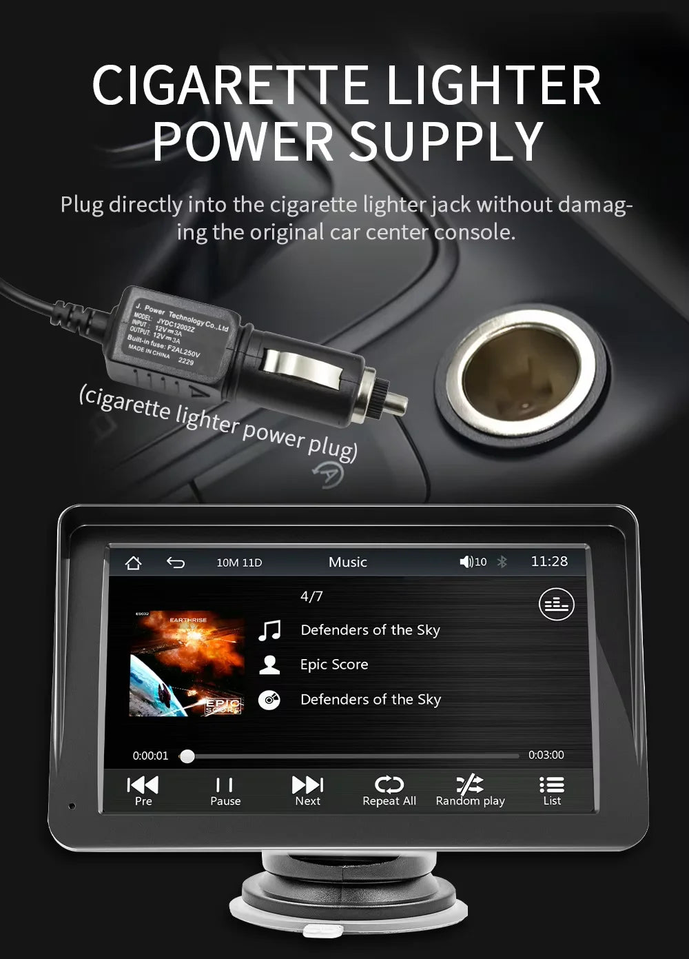 BQCC 7-Inch Car Multimedia Player - Wireless CarPlay & Android Auto Touchscreen with Sun Visor