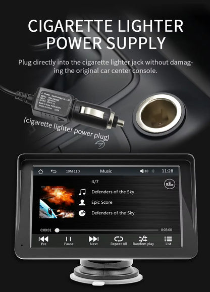 BQCC 7-Inch Car Multimedia Player - Wireless CarPlay & Android Auto Touchscreen with Sun Visor