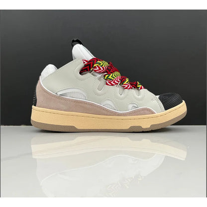 Unisex Leather Lace-Up Sneakers - Retro Casual Sports Shoes with Dad Shoe Style