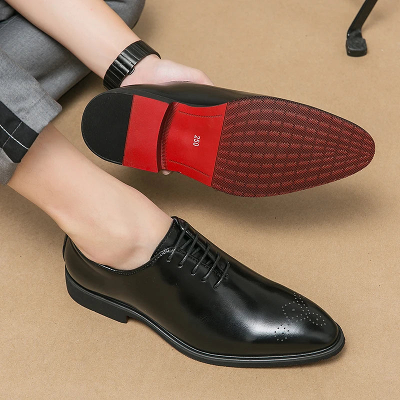 Luxury Men’s Leather Oxford Dress Shoes – High-Quality Gentleman Wedding & Office Shoes 2024