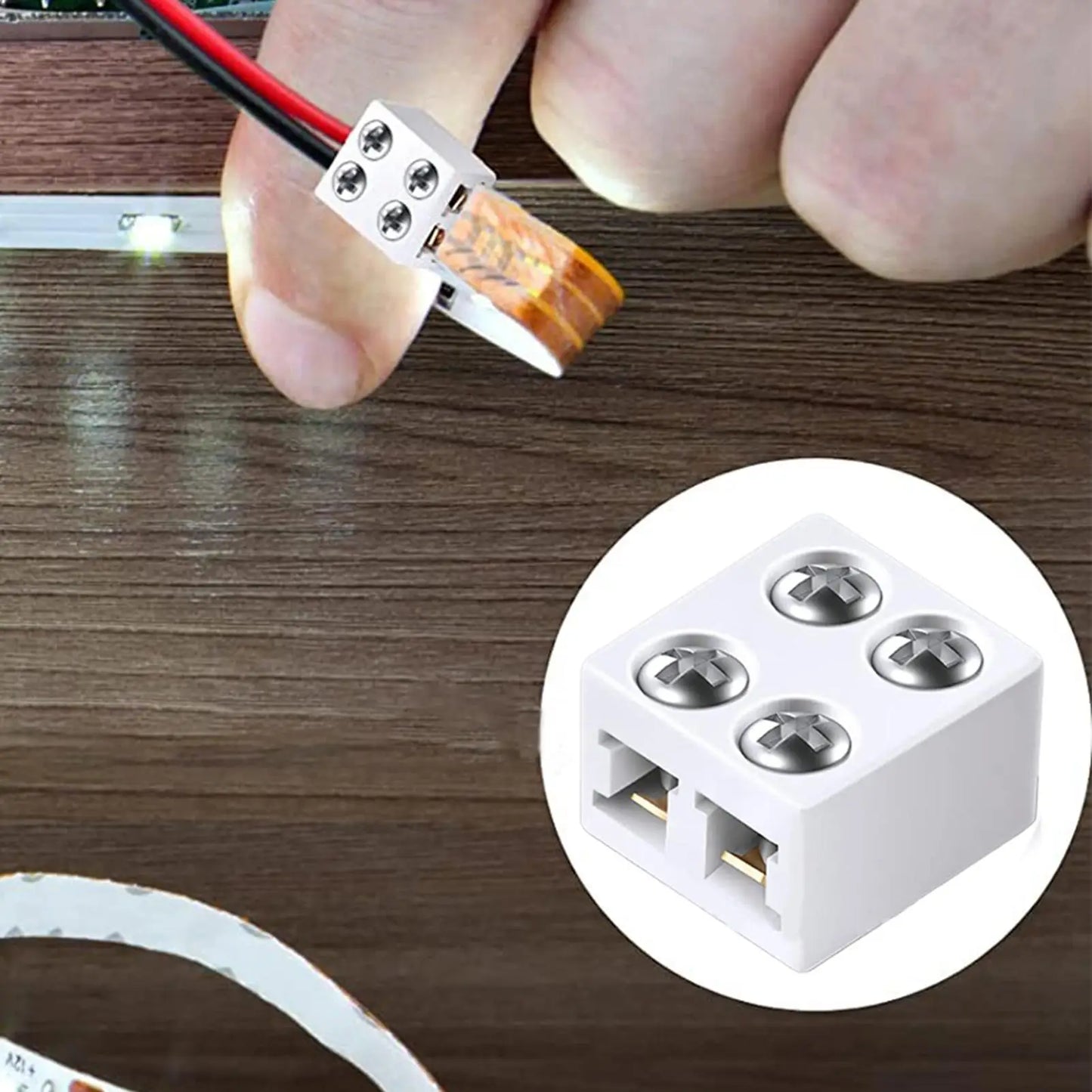 8mm Solderless LED Strip Connectors - Single Color Tape Light Fixed Clamps for Easy LED Installation