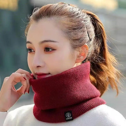 Women’s Winter Plush Woolen Scarf – Thick Fleece Neck Warmer, Knitted Muffler & Ski Mask