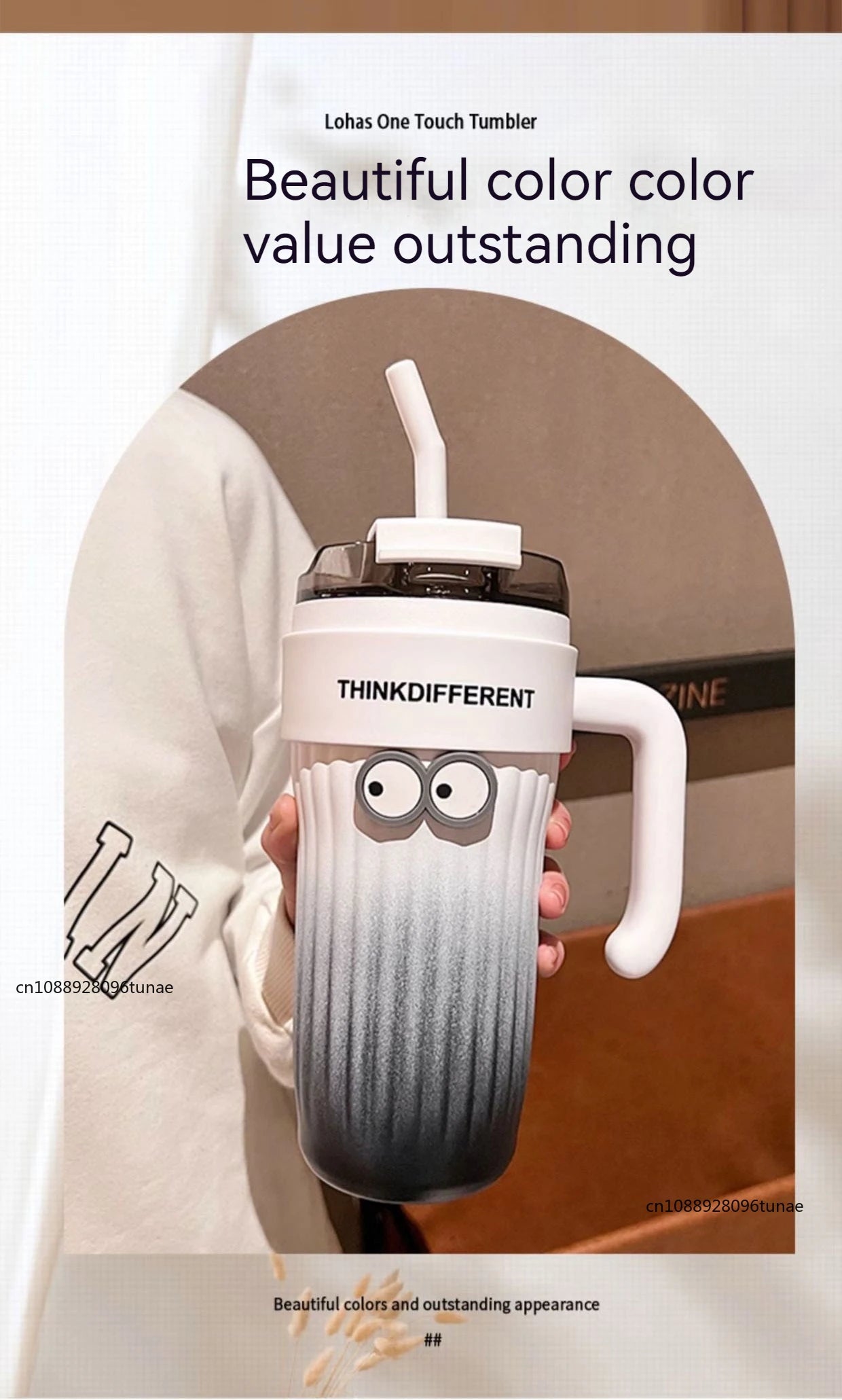 860ML Stainless Steel Coffee Cup – Outdoor Thermo Water Bottle with Straw, Vacuum Flask for Cold & Hot Drinks