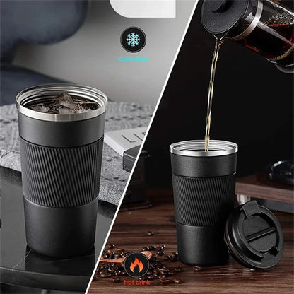 Stainless Steel Coffee Cup - Double Layer Vacuum Insulated Office Mug, Portable Outdoor Car Water Cup, Fashionable Travel Mug