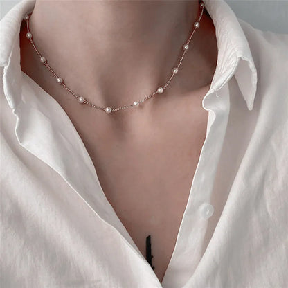 Imitation Pearl Heart Choker Necklace for Women – Trendy Party Clavicle Jewelry Gift